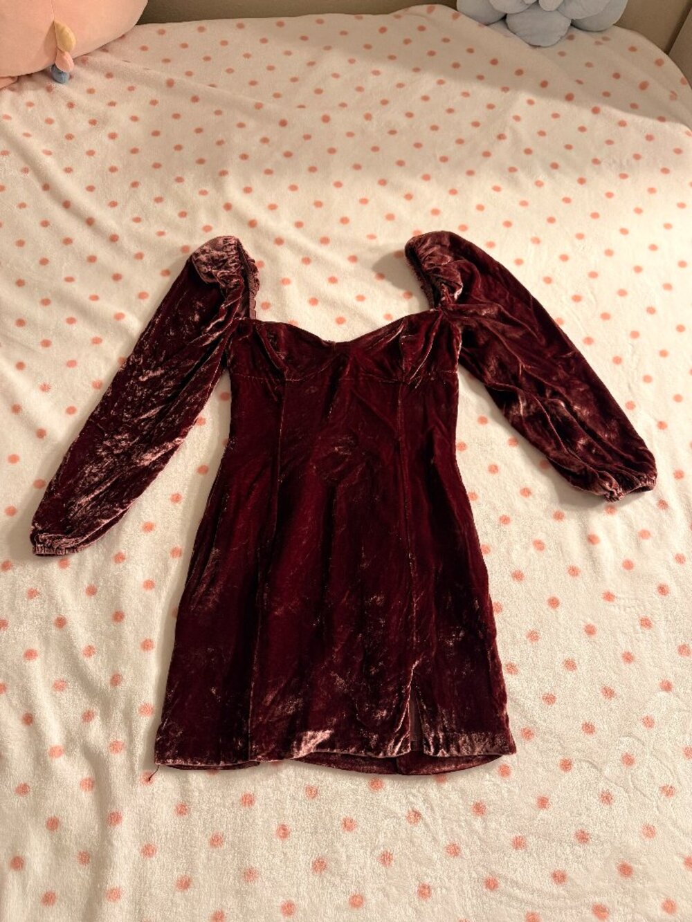 Aritzia Wilfred Novella Velvet Mini Dress, Burgundy - Size 0